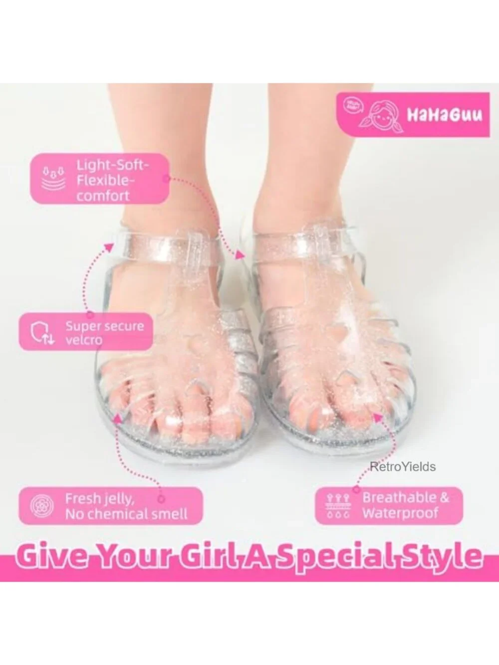 Girls Jelly Sandals Closed Toe Princess Flat Breathable Waterproof Fisherman
